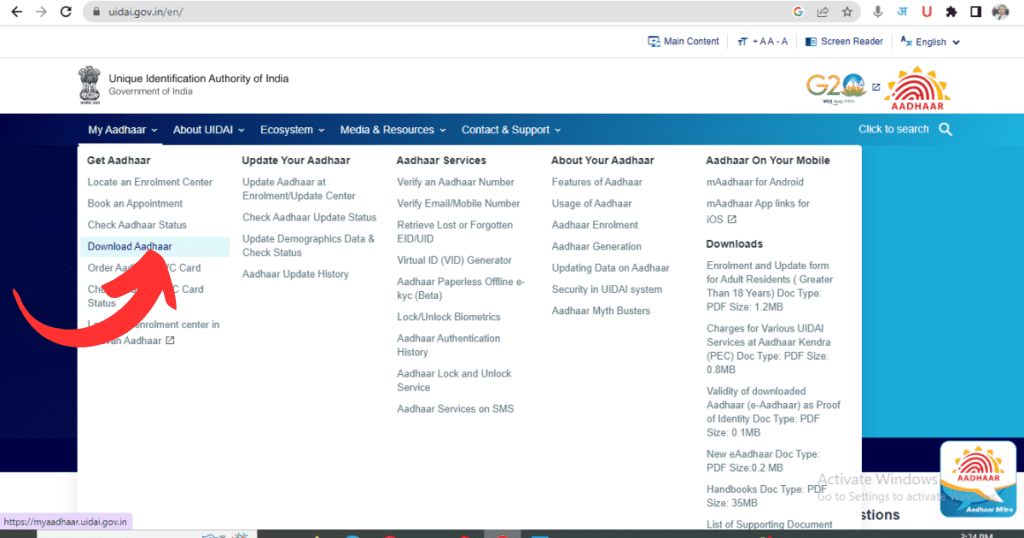 e Aadhaar Download Online PDF