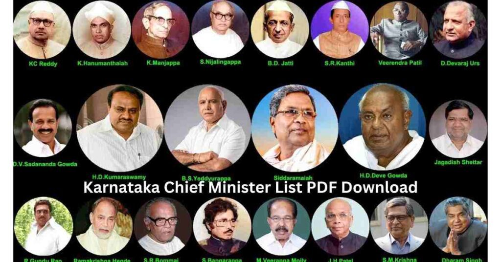 Karnataka Chief Minister List PDF Download